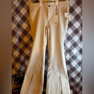 Sabrina Lauren Cream Flare Pants With Front Slits